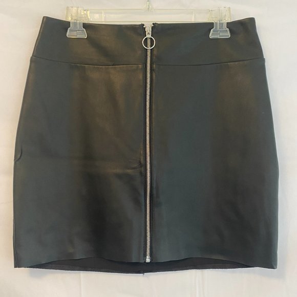 Express Black Faux Leather Full Zip Front Lined Skirt NWT Women's Size 10 - Picture 7 of 8